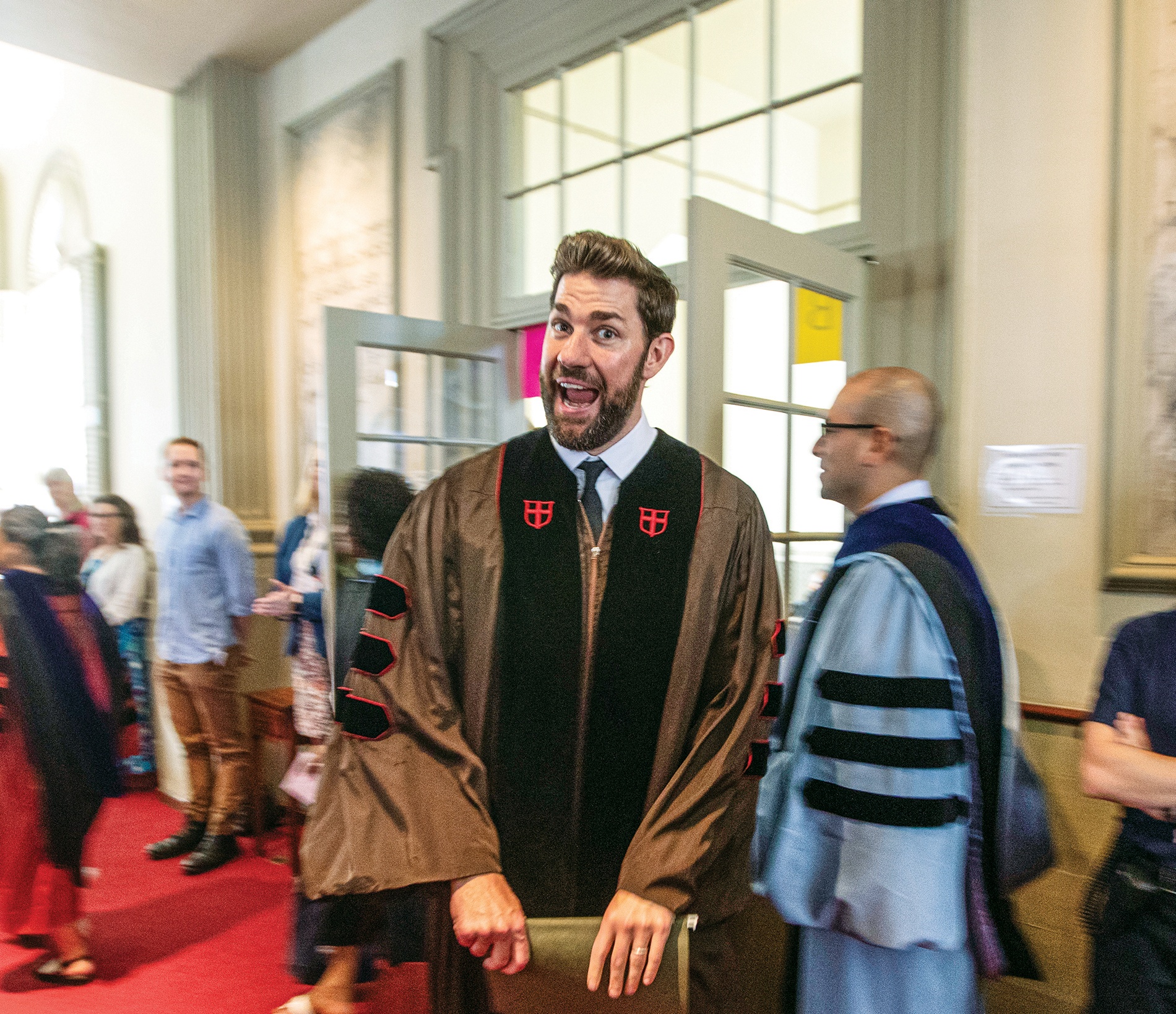 John Krasinski before the Baccalaureate address