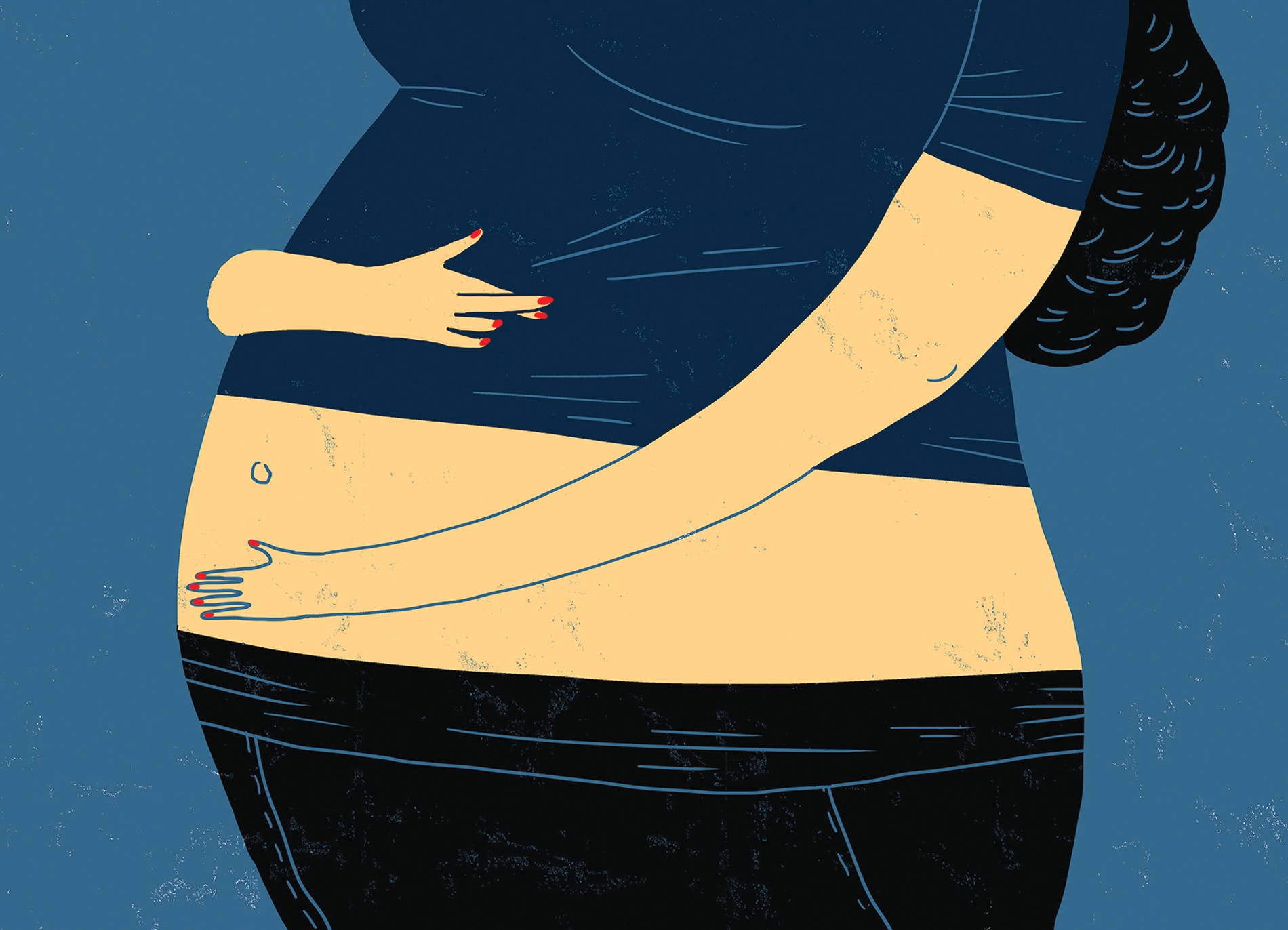 Illustration of pregnant woman holding her belly