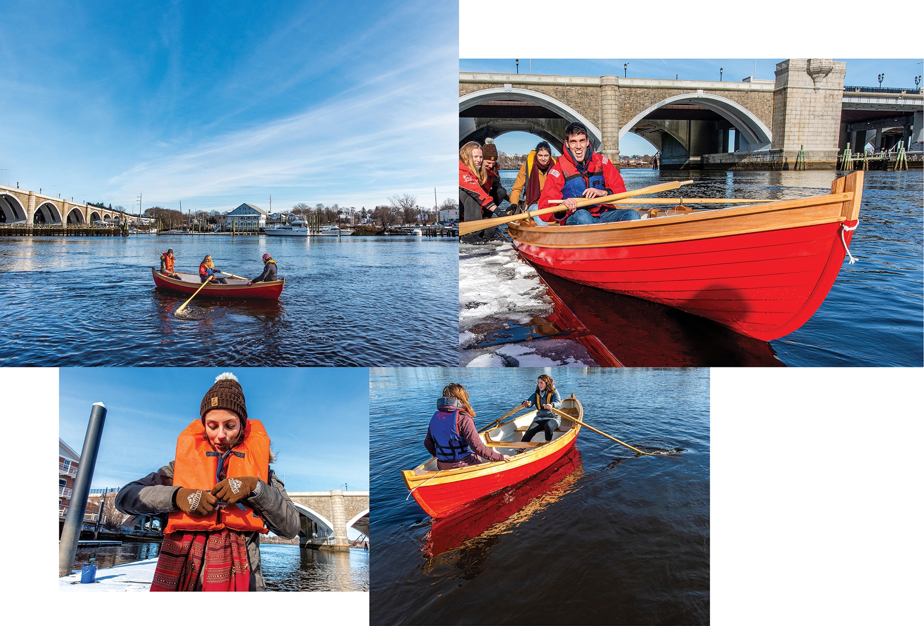 Boatbuilding students take a test ride