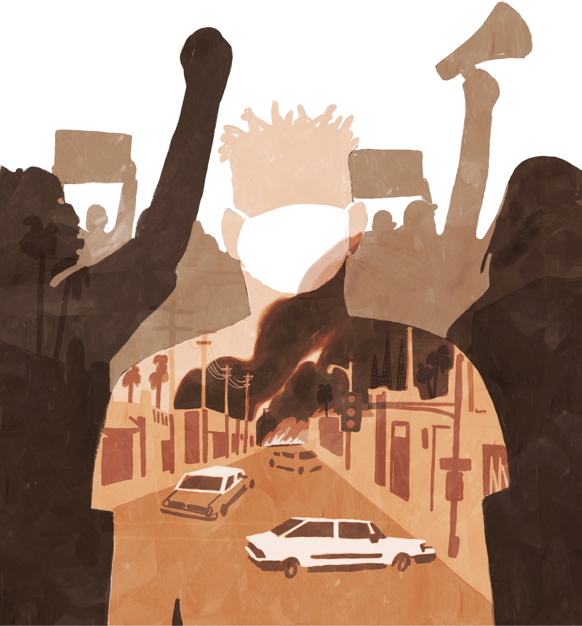 Illustration of a riot scene
