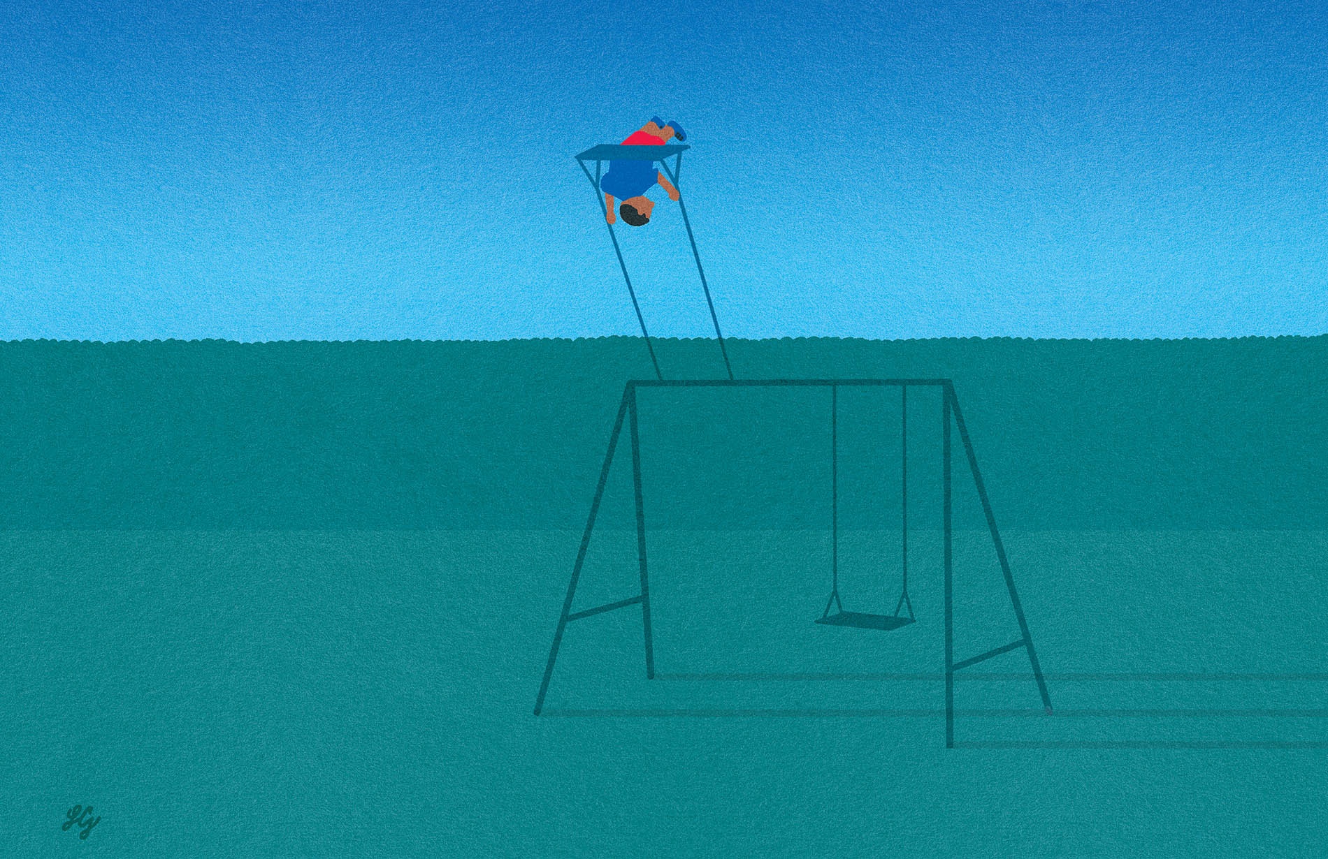 Illustration of kid swinging on a swing