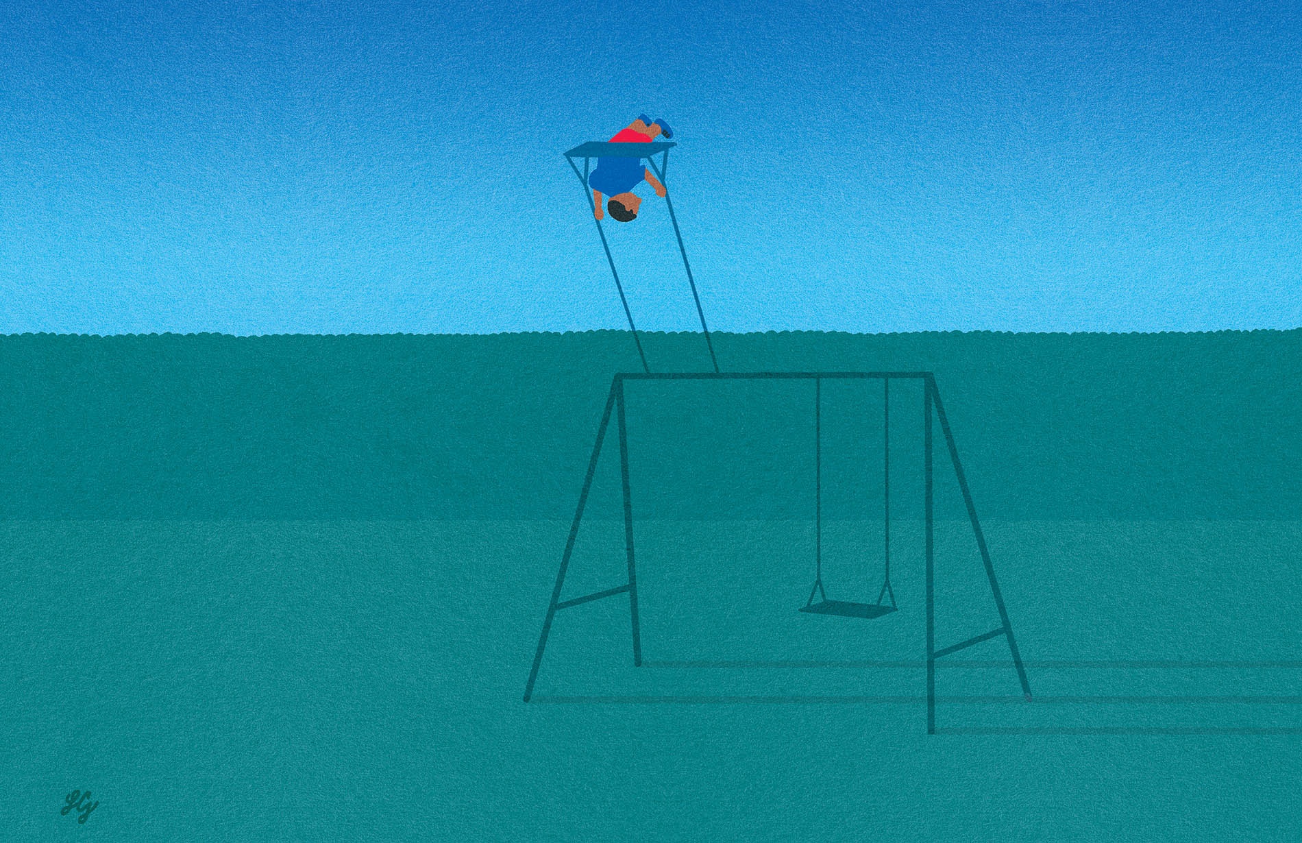 Illustration of kid swinging on a swing