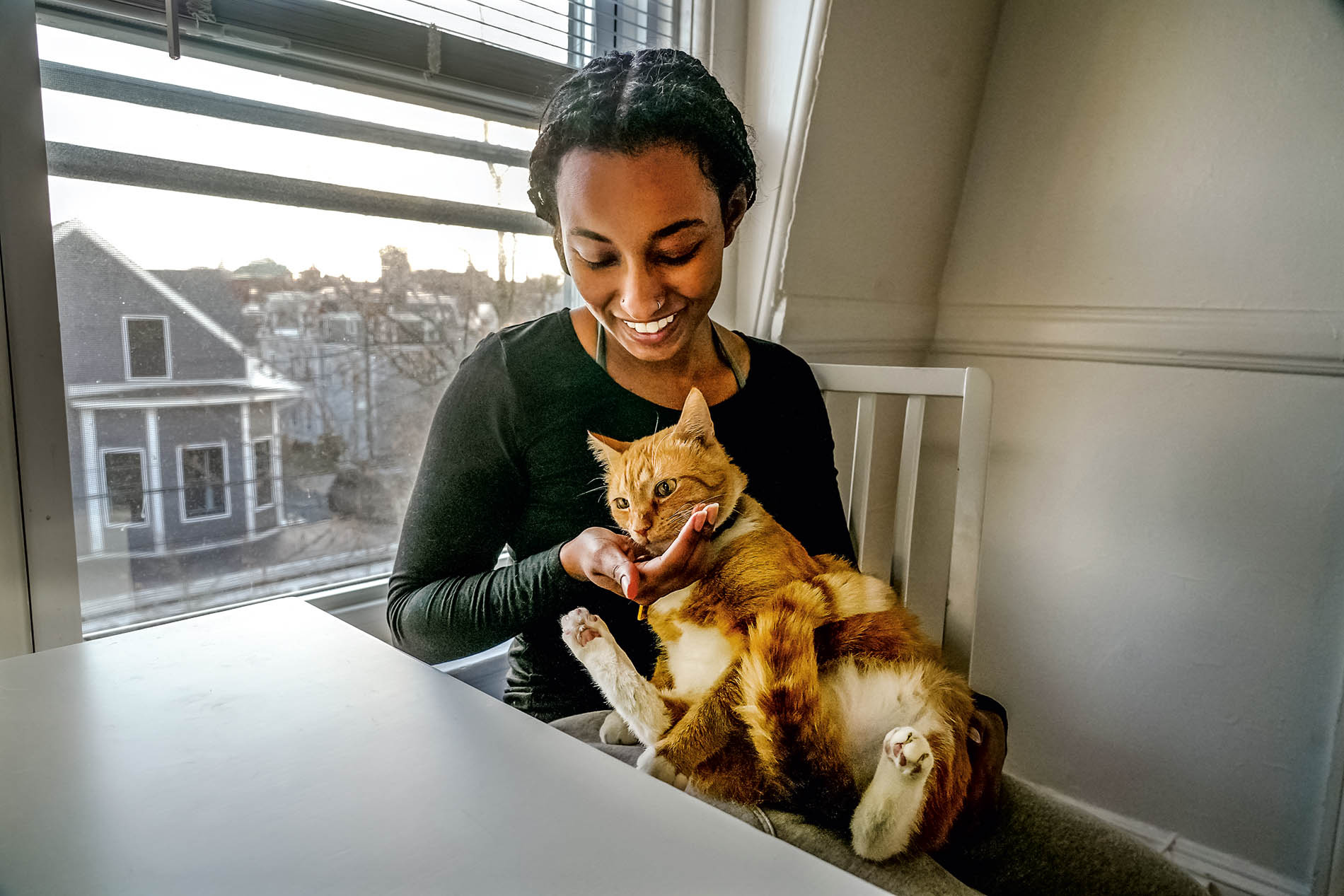 Rahel and a cat