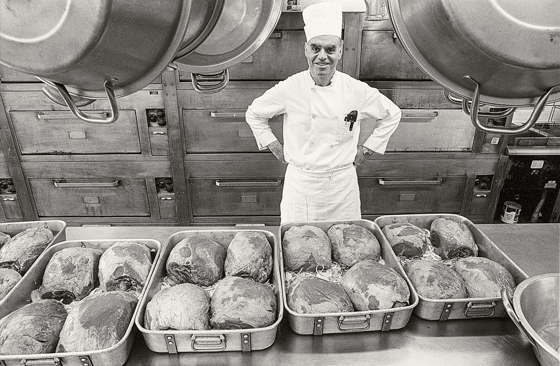 Chef Gino Corelli preps some roasts in the Ratty kitchen