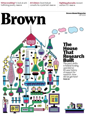 Illustration of Cristina Spanò of research tools in the shape of a house.