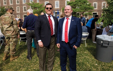 Scott Quigley ’05, mentor, and  Davin Lewis ’19, mentee, after the commissioning ceremony.