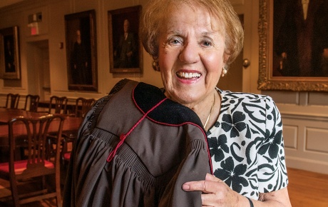 Callas, 93, holding the honorary degree regalia