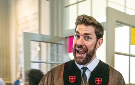 John Krasinski before the Baccalaureate address