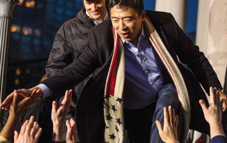 Andrew Yang at a campaign rally