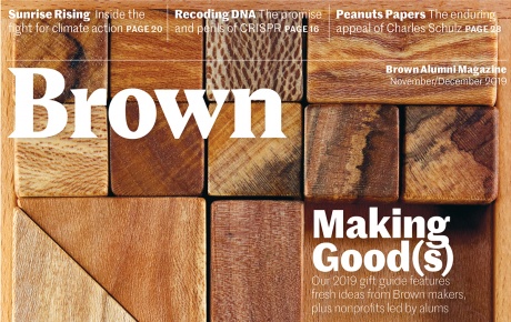 Nov/Dec 2019 cover featuring salvaged-wood blocks from 2019 gift guide