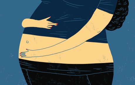 Illustration of pregnant woman holding her belly