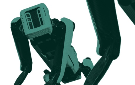Illustration by Andy Martin of a green robot on a white background.