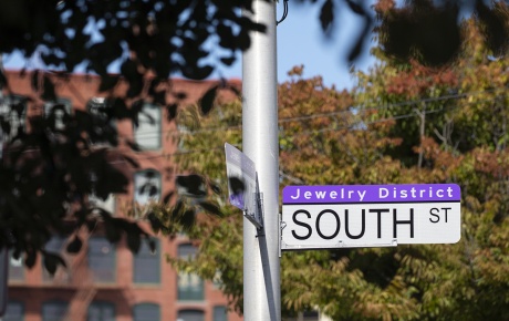 Image by Nick Dentamaro of South St. sign in Jewelry District in Providence.