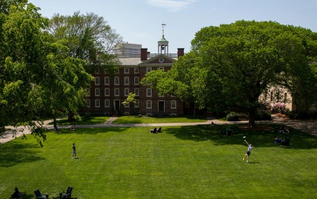 students on campus green at brown university