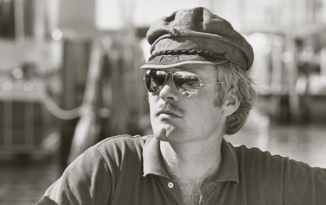 Black and white image Ted Turner at America's Cup in 1977 by John Foraste