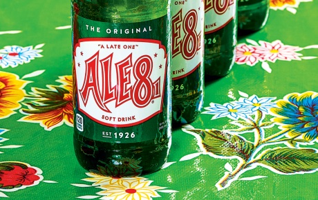 detail of a photo of Ale-8 soda bottles