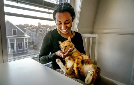 Rahel and a cat