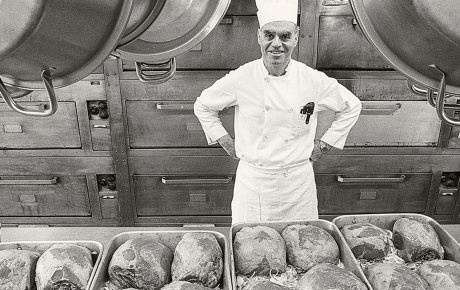 Chef Gino Corelli preps some roasts in the Ratty kitchen