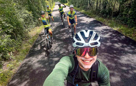 Bicyclists on a trail
